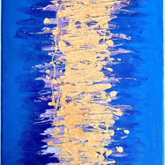 Amoeba 3 - Original Abstract Wall Art Mixed Media Purple Blue Orange Painting